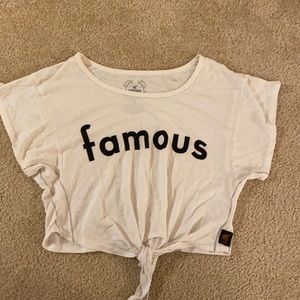 “Famous” front tie crop top